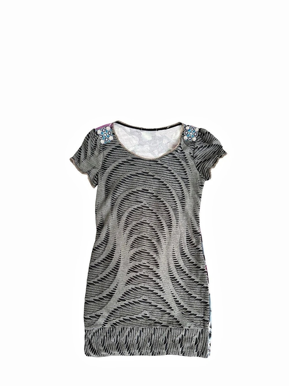 Custo Barcelona Abstract Mini Dress Purple Gray Size 3 Like New